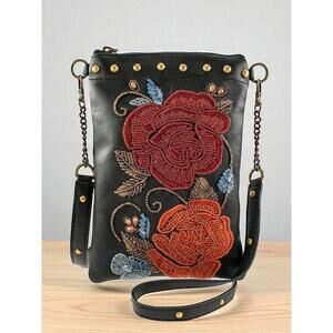 NWT Mary Frances Bag #S002-107 “Rebel Rose” Mini Crossbody Beaded Bag